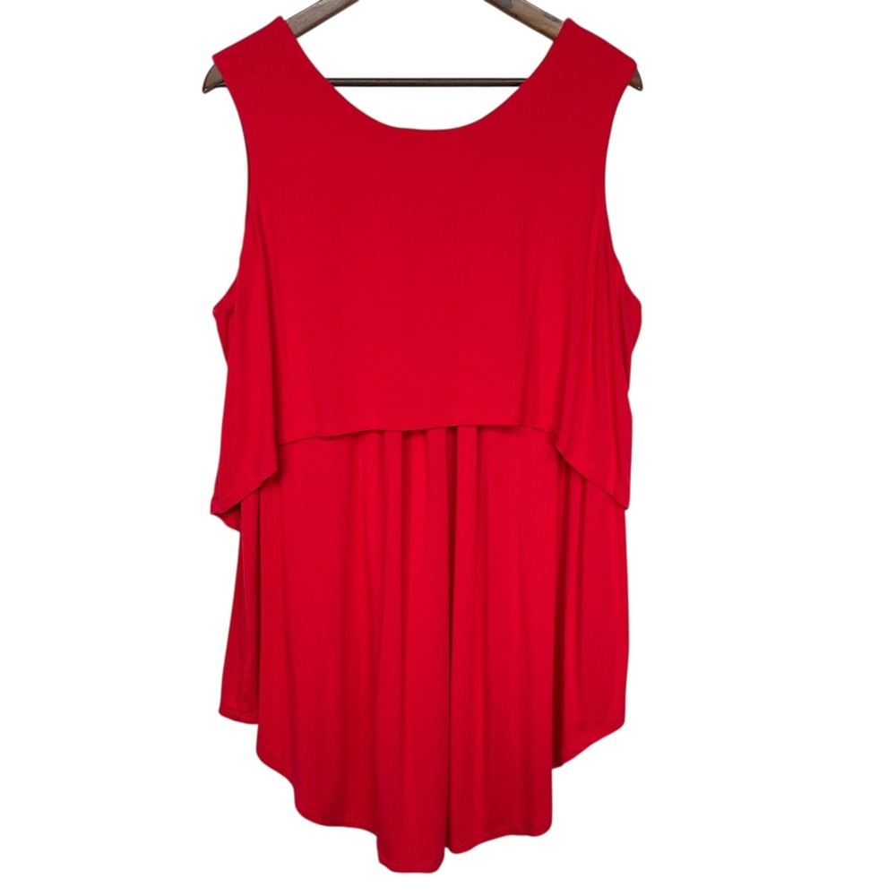 Truth + Style Red Sleeveless Layered Tunic Top Plus Size 1X Flowy